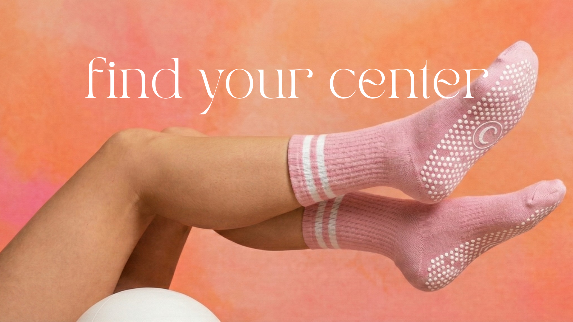 girl wearing centered pink roze non-slip pilates grip socks