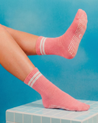 Anti-slip silicone sole pilates socks detail.